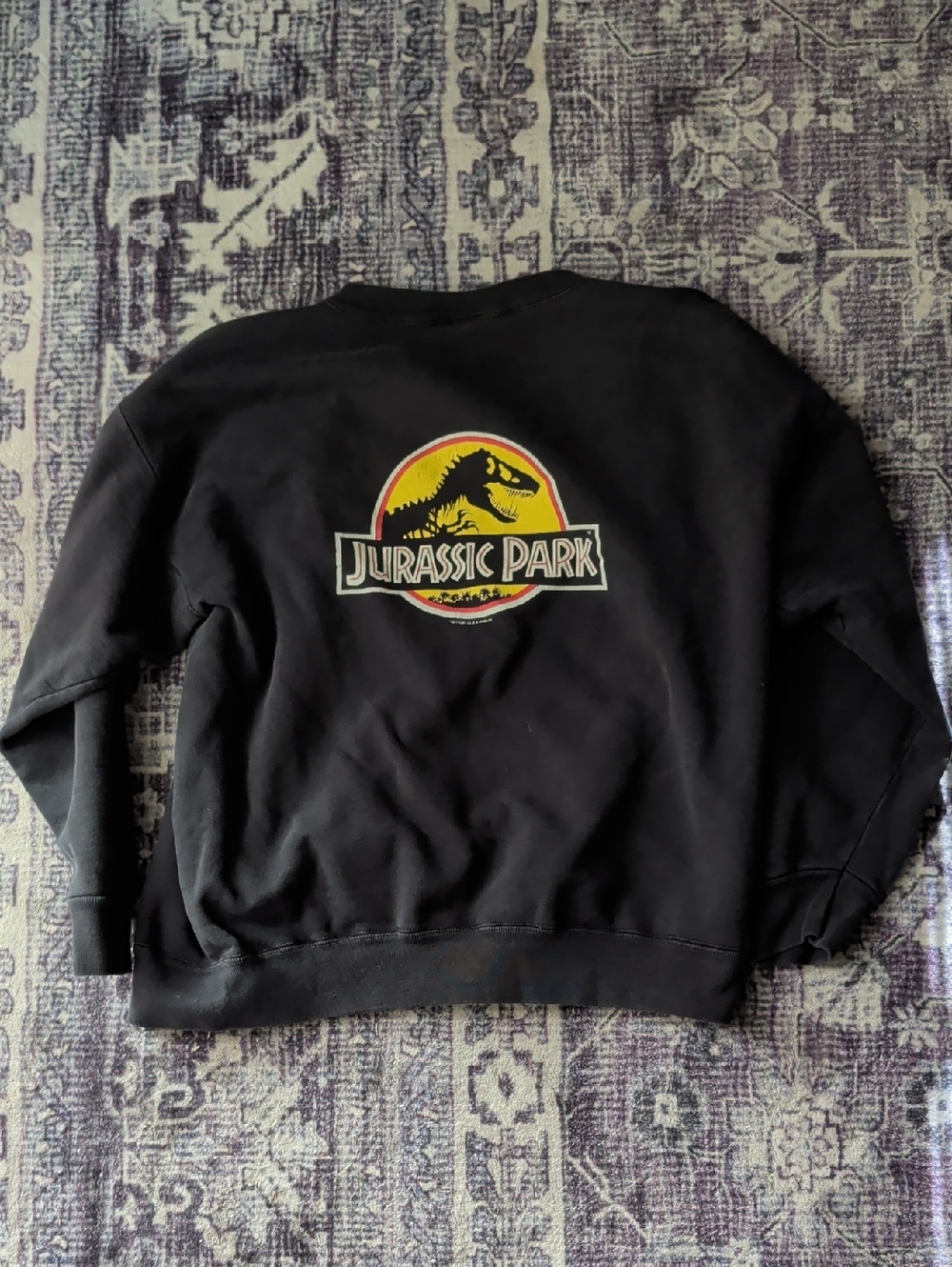 Jurassic Park Movie Vintage V Stitch Crewneck Sweatshirt Black Tultex Size Large